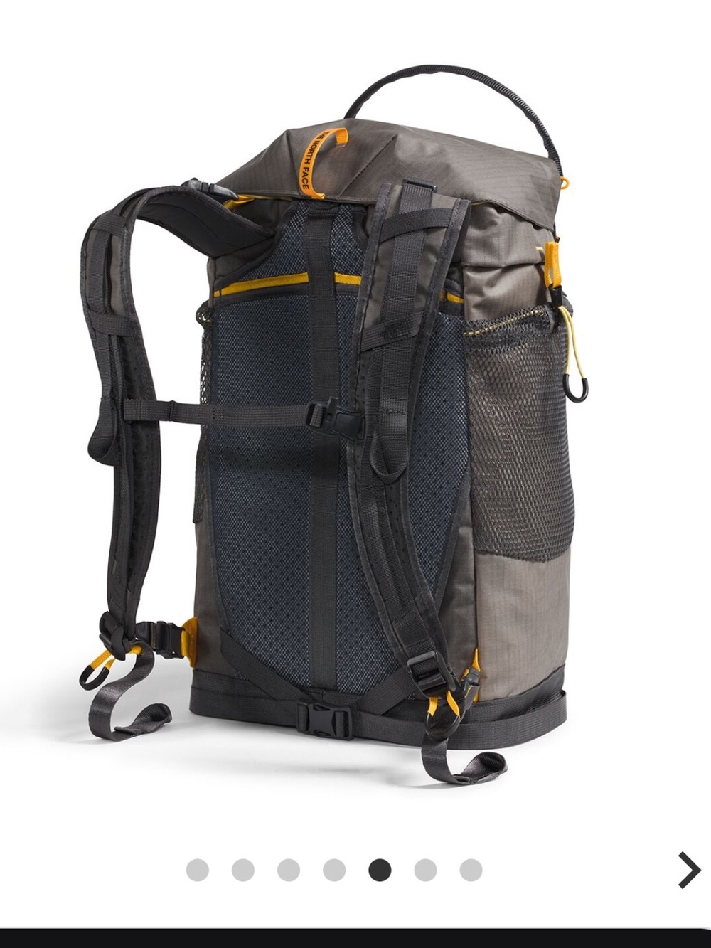 The North Face Olive Green and Black Roll-Top Backpack with Yellow Accents - Picture 2 of 12